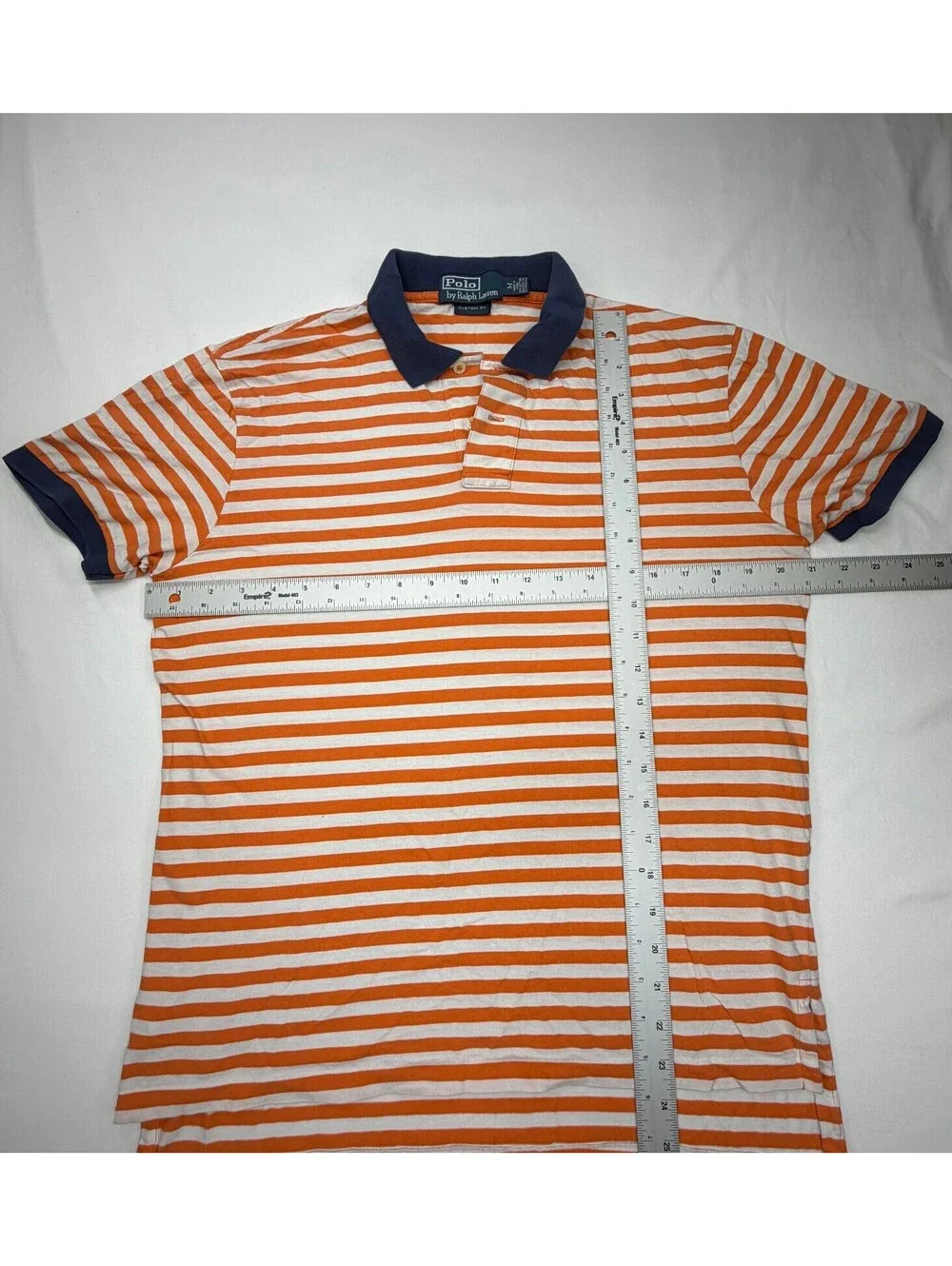 POLO Ralph Lauren Men's Polo Shirt Striped Short Sleeve Size Large Orange